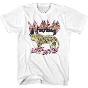 Def Leppard Love Bites Leopard White Adult T-Shirt